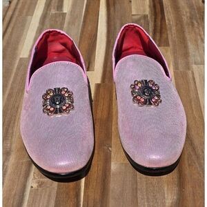Royal Shoes Men's Metalic Pink Dress Shoes Embellished W/Aztec Medallion Size 10